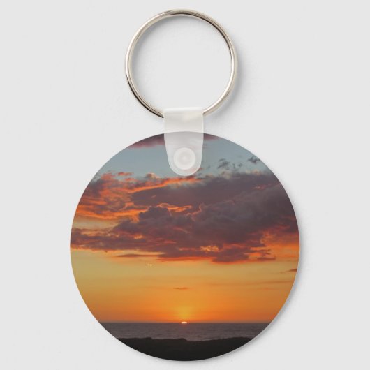 Porte-clés Sunset Photo Pacific Ocean Bright Orange Sky Beach (Recto)