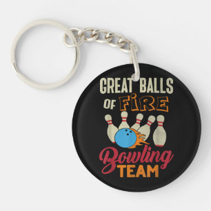 Porte-clés Super Balls Fire Bowling Team Shirt Funny Vintage