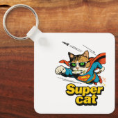 Porte-clés Super Chat Volant avec Poisson (Recto)