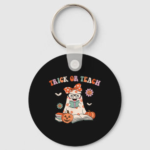 Porte-clés Super Halloween Trick ou Enseigner Retro Floral Fa
