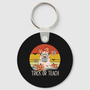 Porte-clés Super Halloween Trick ou Enseigner Retro Floral Fa