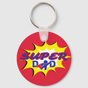 Porte-clés Super Hero Papa Fête des pères de livre comique