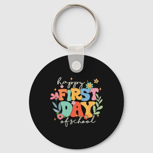 Porte-clés Super Joyeux Premier Jour D'École Retour À L'École (Recto)