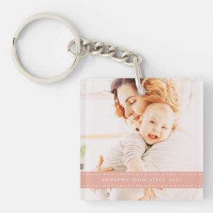 Porte-clés Super Maman Depuis 20XX Moderne Simple Thread Phot