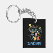 Porte-clés Super Maman Multiples Casquettes Graphique Rétro C (Devant gauche)