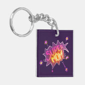 Porte-clés Super Mom Neon Flower Dessin de bulle (Devant gauche)