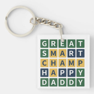 Porte-clés SUPER PAPA CHAMPION HEUREUX Wordle Style Papa