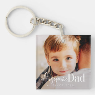 Porte-clés Super papa depuis 20XX Moderne Simple Élégant Phot
