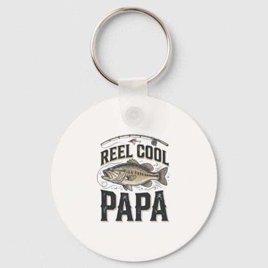 Porte-clés Super Papa Rétro Design Vectoriel de Pêche_1 (Recto)