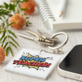 Porte-clés Super Professeur Style Bande Dessinée (Devant Droit)