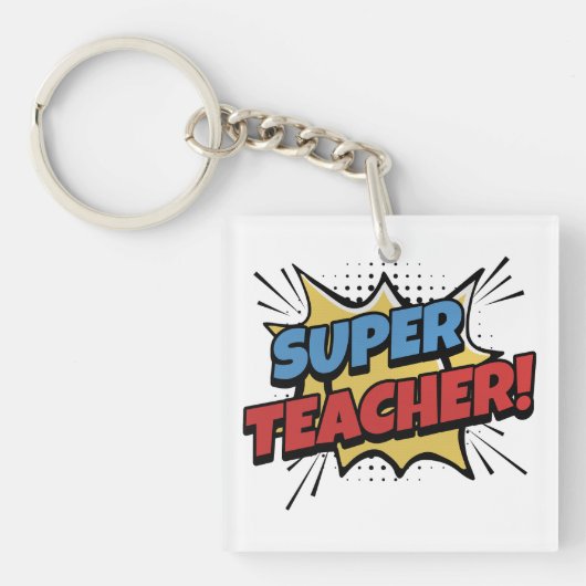 Porte-clés Super Professeur Style Bande Dessinée (Devant)