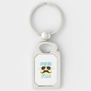 Porte-clés Super Star avec lunettes de soleil et moustache