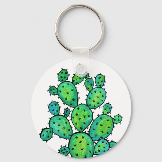 Porte-clés Superbe aquarelle prickly Cactus (Recto)