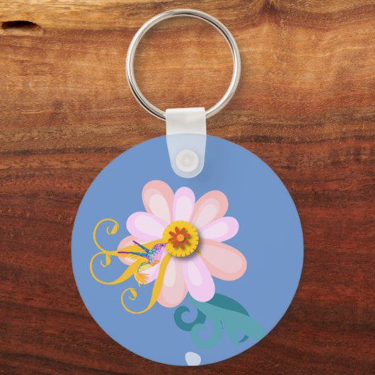 Porte-clés Superbe Fleur et Colibri (Verso)