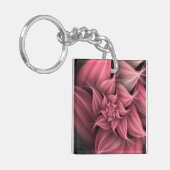 Porte-clés Superbe fleur rose corail fractale (Devant gauche)