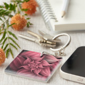 Porte-clés Superbe fleur rose corail fractale (Devant Droit)