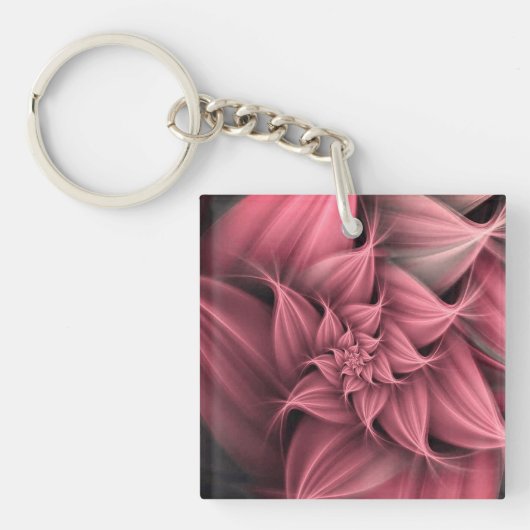 Porte-clés Superbe fleur rose corail fractale (Devant)