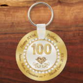 Porte-clés Superbe Personnalisation, 100e fête d'anniversaire (Recto)