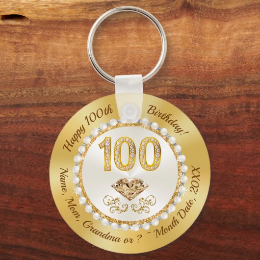 Porte-clés Superbe Personnalisation, 100e fête d'anniversaire (Recto)