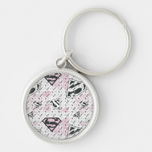 Porte-clés Supergirl Motif de logo rose et blanc (Devant)