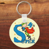 Porte-clés Superhero Boy 4th Birthday Tshirts et cadeaux (Recto)