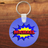 Porte-clés Superhero Kids Comic Book Nom personnalisé (Recto)