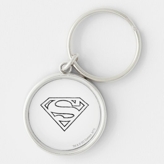 Porte-clés Superman S-Shield | Logo Simple Black Outline (Devant)