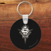 Porte-clés Superman Stylisé | Logo blanc étoile et crâne (Recto)