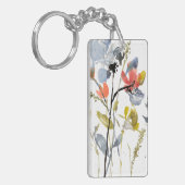 Porte-clés Superposition de fleurs - Aquarelle Fleurs et tige (Devant gauche)
