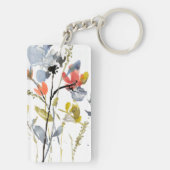 Porte-clés Superposition de fleurs - Aquarelle Fleurs et tige (Dos)