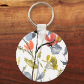 Porte-clés Superposition de fleurs - Aquarelle Fleurs et tige (Recto)