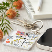 Porte-clés Superposition de fleurs - Aquarelle Fleurs pastel (Devant Droit)