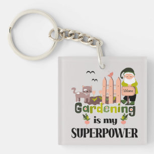 Porte-clés Superpuissance du jardin, jardinier mignon