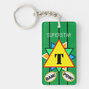 Porte-clés Superstar Cartographie Monogramme jaune vert