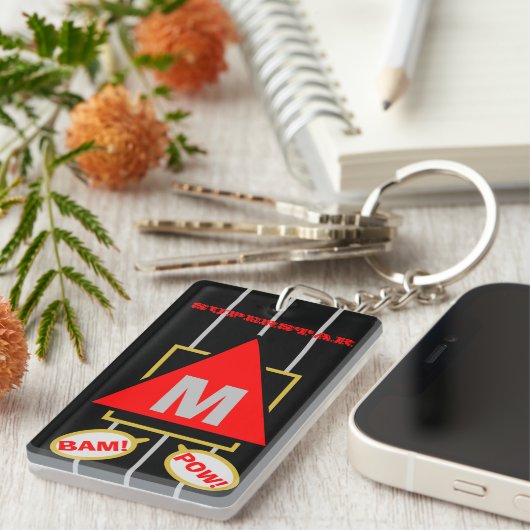 Porte-clés Superstar Cartoon Monogramme Noir Rouge (Devant droit)