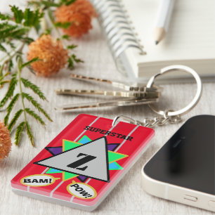 Porte-clés Superstar Cartoon Monogramme Rouge Bleu Vert