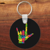 Porte-clés Support Autism Love Sign Language (Recto)
