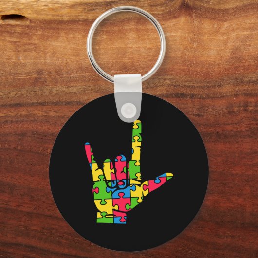 Porte-clés Support Autism Love Sign Language (Recto)