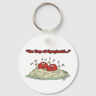 Porte-clés sur des spaghettis chantant des boulettes de viand