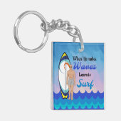 Porte-clés Surboard Ocean Waves Blue Motivational Quote (Devant gauche)