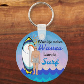 Porte-clés Surboard Ocean Waves Blue Motivational Quote (Recto)