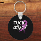 Porte-clés Surdose Conscience de la toxicomanie Ruban pourpre (Recto)