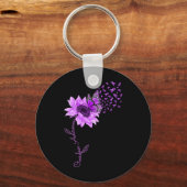 Porte-clés Surdose de tournesol violet de papillon (Verso)