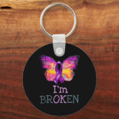 Porte-clés Surdose Sensibilisation Papillon Violet Ruban Je s (Recto)