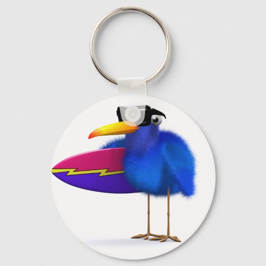 Porte-clés Surf aux oiseaux bleus 3d (Recto)