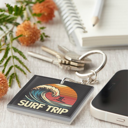 Porte-clés Surf Trip rétro sunset (Devant Droit)