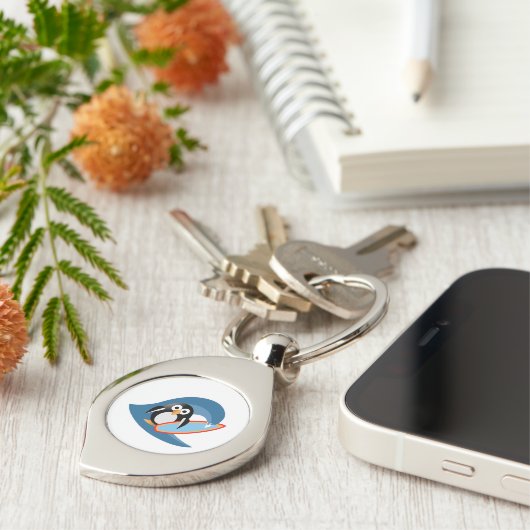 Porte-clés Surfer de pingouin (Côté )