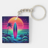 Porte-clés Surfer sur le coucher de soleil néon (Dos)