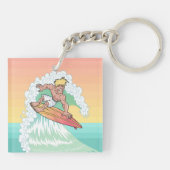 Porte-clés Surfeur de coucher de soleil cool (Dos)