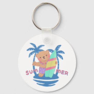 Porte-clés Surfeur d'ours en été à Hawaii